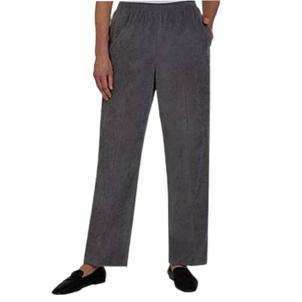 Alfred Dunner Classics Straight Leg Corduroy Pants Size 14 Short Gray